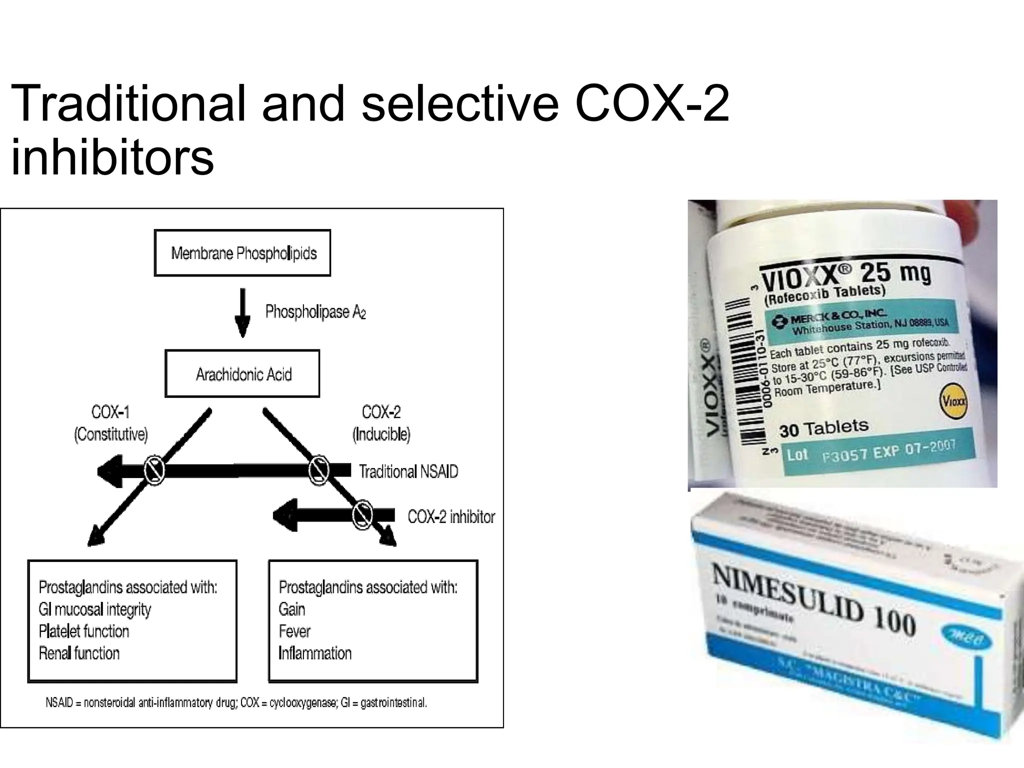 Traditional and selective COX-2
inhibitors
 
