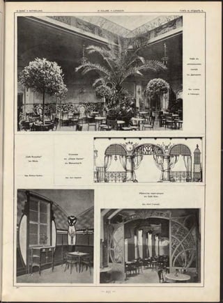 Apx. Lo sso w
& Viehw eger.
Apx. Fttchard Se ife rt.
Apx. K arl H aybäck.
Убранство перегородки
въ Café Eiler.
Apx. A d o lf Trem m el.
Кафе въ
центральномъ
театрѣ
въ Дрезденѣ.
,Café Ronacher“
;
[въ Вѣнѣ.
Столовая
въ „Chalet Kantor"
въ Мильцітадтѣ.
 