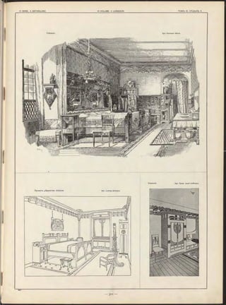 Спальня. Apx. Herm ann W e rle .
Проектъ убранства спальни. Apx. Ludw ig Schw arz.
Apx. Проф. Jo s e f Hoffmann.Спальня.
 