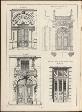 Входныя двери.
Д омъ-особнякъ в ъ Вѣнѣ (Rennweg, 25).
Арх. Bauqué & Ріо.
Домъ-особнякъ въ Парижѣ.
Арх. Lequeux.
Двери жилого и торговаго дома фирмы Hedinger въ Ш тутгартѣ,
Арх. Biehl & W olz.
 