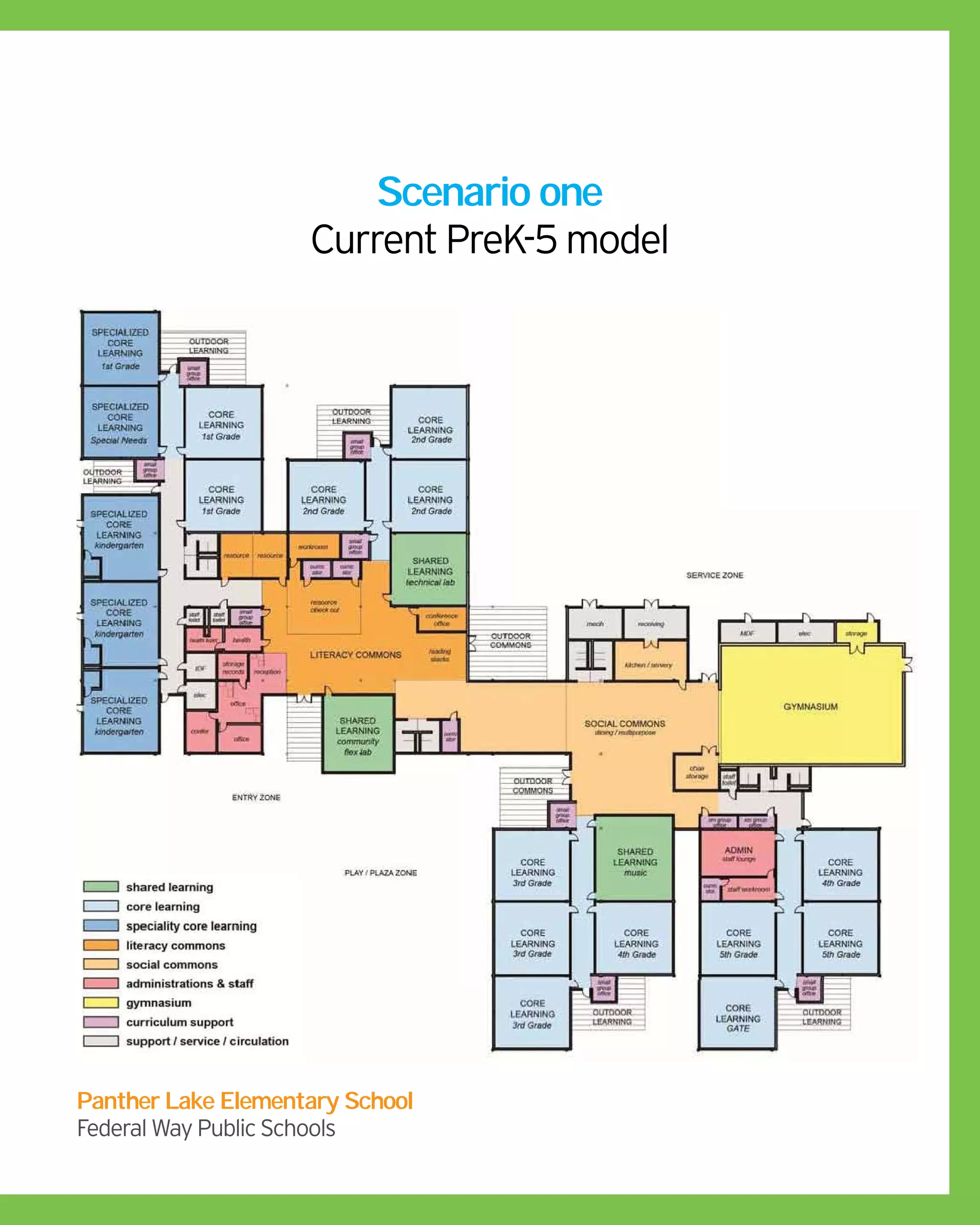 Scenario one
Current PreK-5 model
Panther Lake Elementary School
Federal Way Public Schools
 