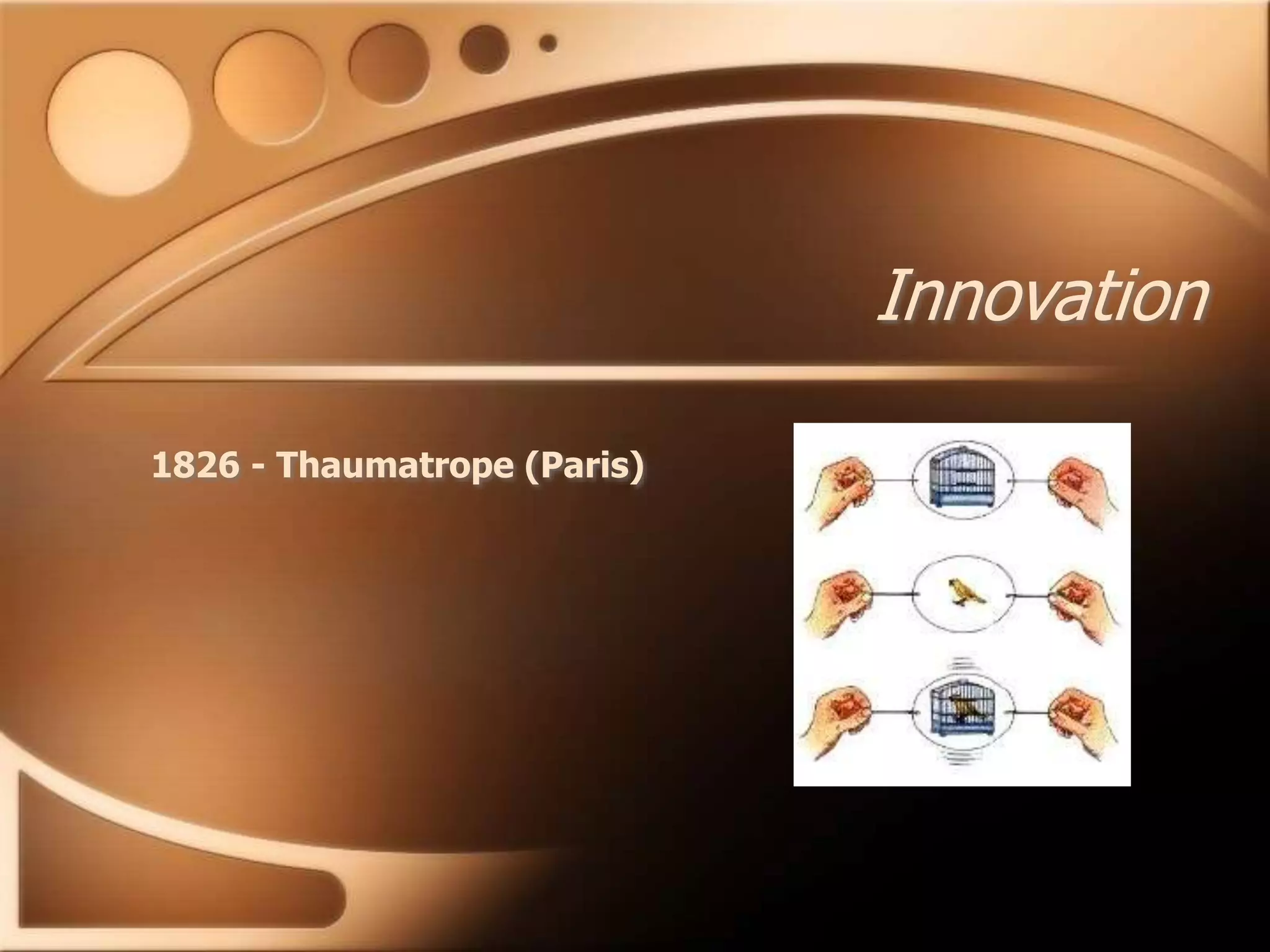 Innovation
1826 - Thaumatrope (Paris)
 