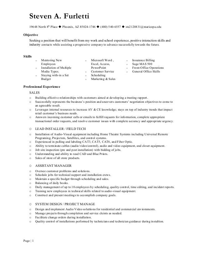 Steven Furletti Resume