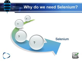 Why do we need Selenium?
?
?
?
?
Selenium
 