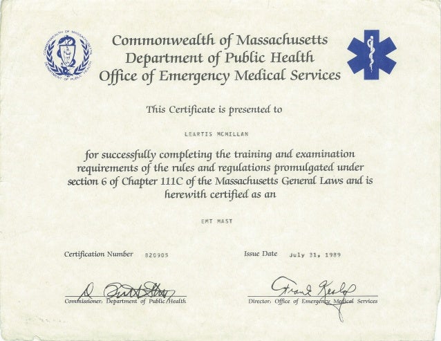 Certificates EMT