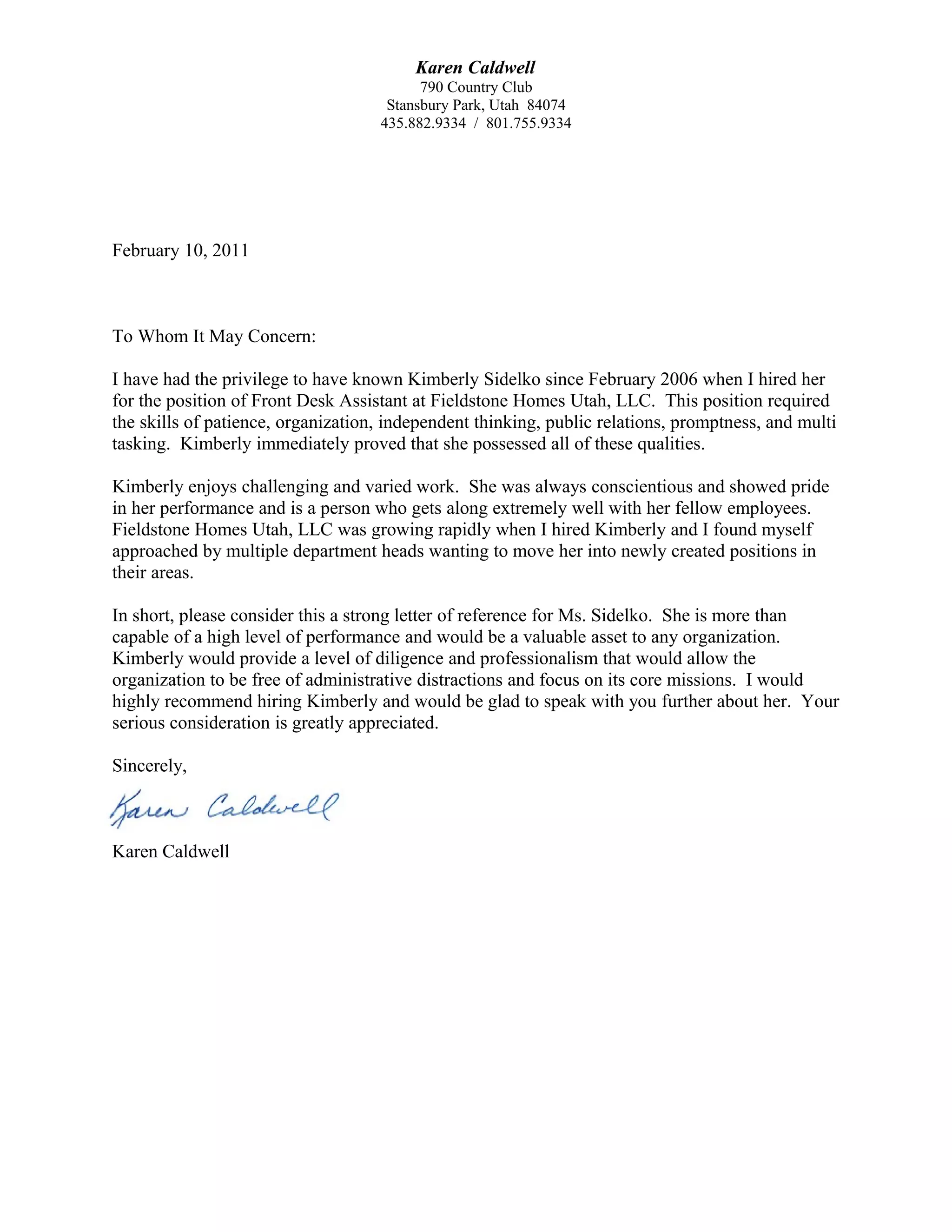 Taskin Letter kimberlyletter of recomendation | DOC