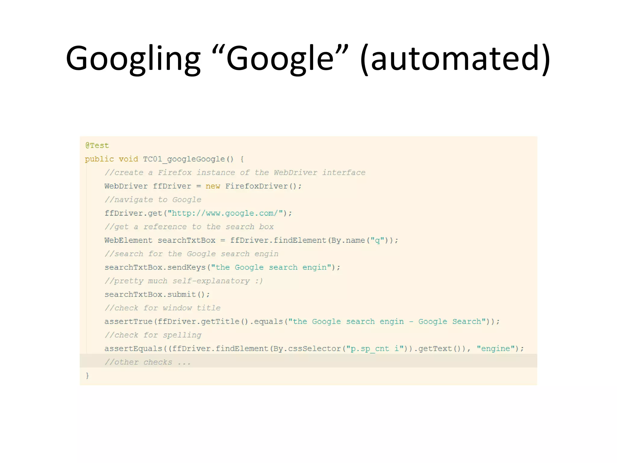 Googling “Google” (automated)
 