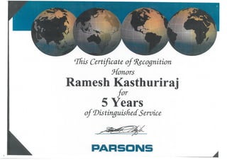 5 years service in Parsons 