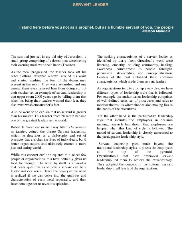 Servant leadership essay pdf picture