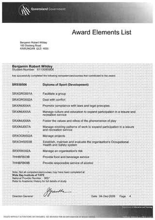 Diploma of Sport (Development) SRS50506 TAFE Transcript P4