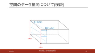 12
空間のデータ補間について(検証)
yMin
yMax
5[m /s]
10[m /s]
第61回OpenCAE勉強会@関⻄2017/10/29
 