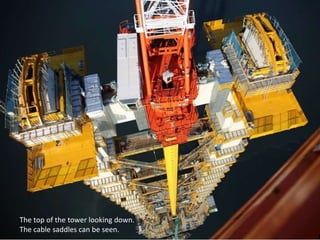 The top of the tower looking down.
The cable saddles can be seen.
 