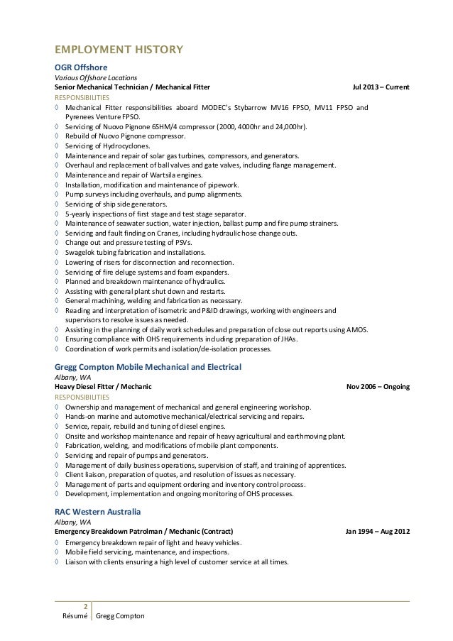 offshore resume