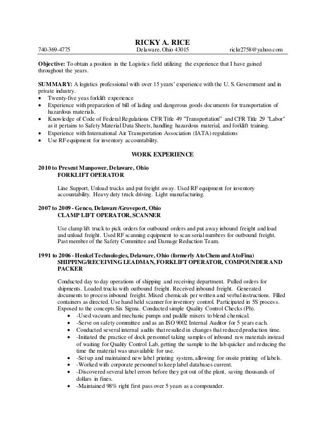 Ricky Rice Resume