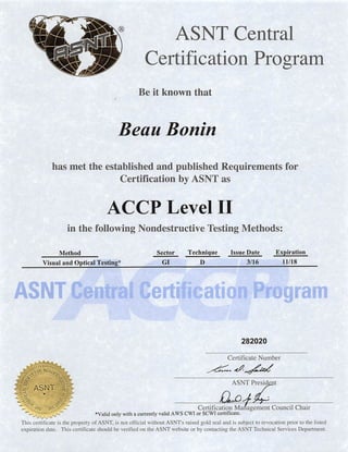 ASNT ACCP Level II VT