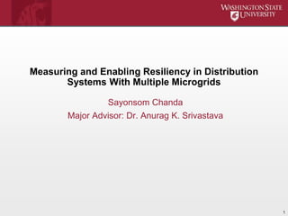 Measuring and Enabling Resiliency in Distribution
Systems With Multiple Microgrids
Sayonsom Chanda
Major Advisor: Dr. Anurag K. Srivastava
1
 
