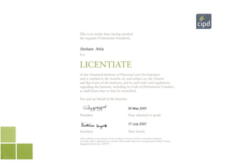 CIPD Certificate -UK