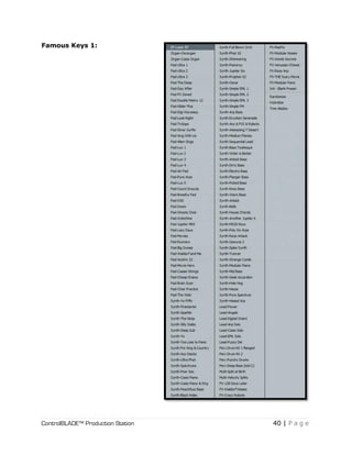 ControlBLADE™ Production Station 40 | P a g e
Famous Keys 1:
 