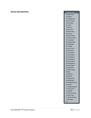 ControlBLADE™ Production Station 50 | P a g e
Xenos Soundworks:
 