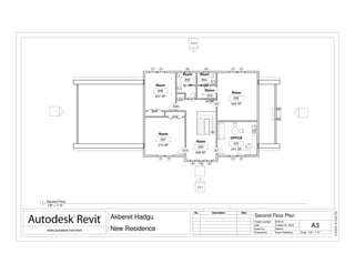 DN
A 6.1
A 6.2
---
1
1
-
207B
206B
200
207A 201
202
206A
205
203
37 37 3737
373737 37
3838 38
38 38
-
-
345 SF
Room
200
241 SF
OFFICE
201
343 SF
Room
202
44 SF
Room
203
41 SF
Room
204
80 SF
Room
205
207 SF
Room
206
272 SF
Room
207
Scale
Project number
Date
Drawn by
Checked by
www.autodesk.com/revit
1/8" = 1'-0"
11/4/201612:15:45PM
A3
Second Floor Plan
2016-A1
Akberet Hadgu
New Residence
October 24, 2016
Akberet
Susan Newberry
No. Description Date
1/8" = 1'-0"
1
Second Floor
 