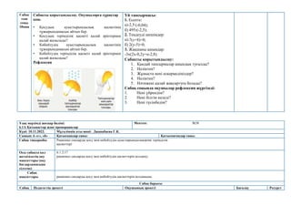 Сабақ
тың
соңы
10мин
Сабақты қорытындылау. Оқушыларға сұрақтар
қою.
• Қосудың ауыстырымдылық қасиетінің
тұжырымдамасын айтып бер.
• Қосудың терімділік қасиеті қалай әріптермен
қалай жазылады?
• Көбейтудің ауыстырымдылық қасиетінің
тұжырымдамасын айтып бер.
• Көбейтудің терімділік қасиеті қалай әріптермен
қалай жазылады?
Рефлексия
Үй тапсырмасы:
1. Есепте:
а)-2,5∙(-0,04);
б) 495:(-2,5);
2. Теңдеуді шешіңдер:
а)-7(х+8)=0;
б) 2(y-5)=0;
3. Жақшаны ашыңдар:
-3х(2х-0,2y+n-2,8).
Сабақты қорытындылау:
1. Қандай тапсырмалар қиындық туғызды?
2. Неліктен?
3. Жұмыста нені ескермедіңіздер?
4. Неліктен?
5. Нәтижені қалай жақсартуға болады?
Сабақ соңында оқушылар рефлексия жүргізеді:
1. Нені үйрендім?
2. Нені білгім келеді?
3. Нені түсінбедім?
Ұзақ мерзімді жоспар бөлімі:
6.1А Қатынастар және пропорциялар
Мектеп: №38
Күні: 10.11.2022. Мұғалімнің аты-жөні: Джанабаева Г.К.
Сынып: 6 «г», «б» Қатысқандар саны: Қатыспағандар саны:
Сабақ тақырыбы Рационал сандарды қосу мен көбейтудің ауыстырымдылықжәне терімділік
қасиеттері
Осы сабақта қол
жеткізілетін оқу
мақсаттары (оқу
бағдарламасына
сілтеме)
6.1.2.17
рационал сандарды қосу мен көбейтудің қасиеттерін қолдану;
Сабақ
мақсаттары рационал сандарды қосу мен көбейтудің қасиеттерін қолданады;
Сабақ барысы
Сабақ Педагогтің әрекеті Оқушының әрекеті Бағалау Ресурст
 
