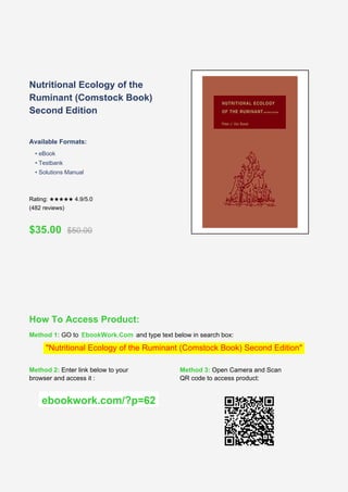 Comprehensive Guide to Nutritional Ecology of Ruminants - 2nd Edition | PDF