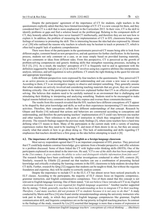 Indonesian English language teachers’ conceptions of critical thinking ...