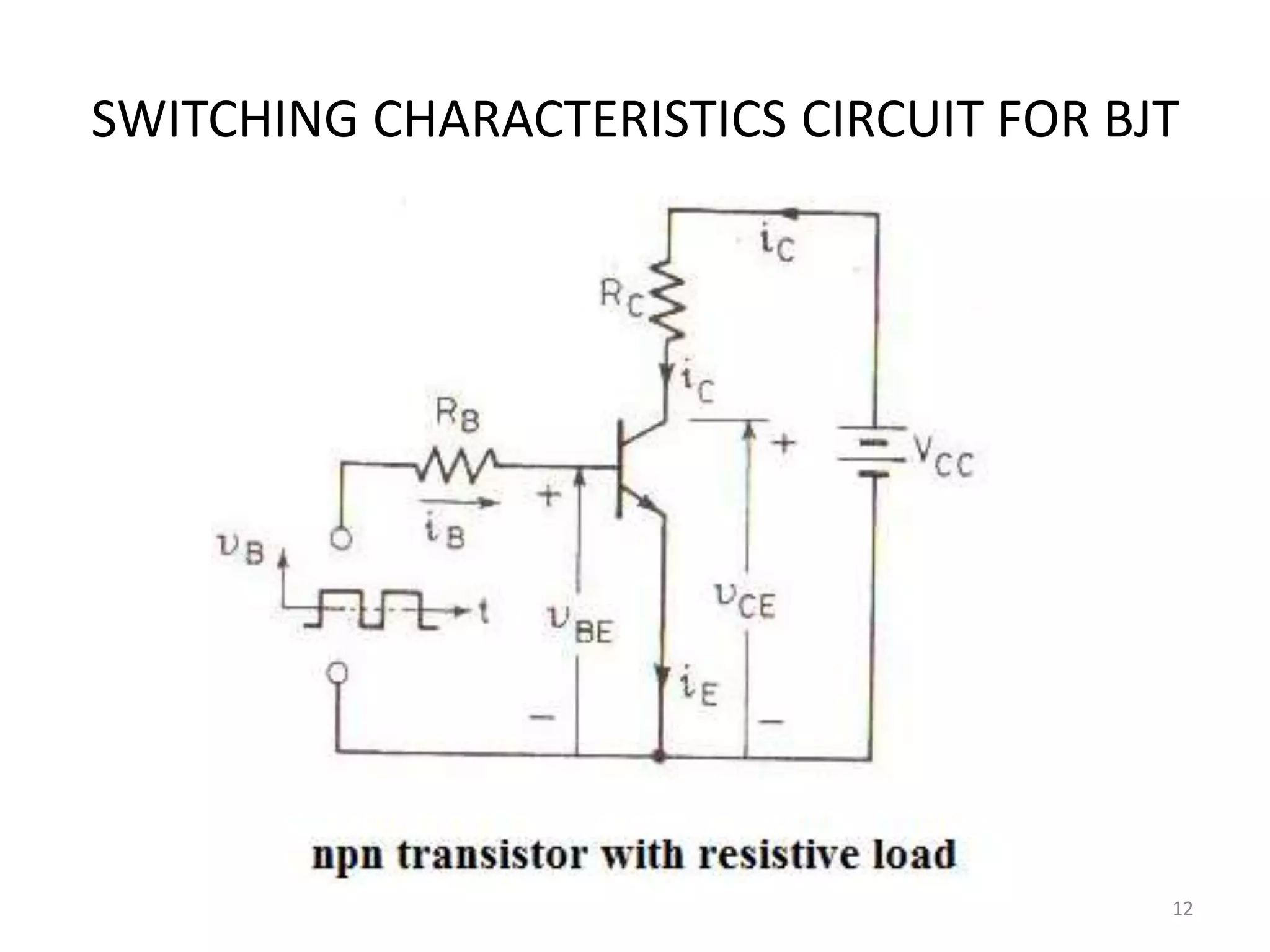 SWITCHING CHARACTERISTICS CIRCUIT FOR BJT
12
 