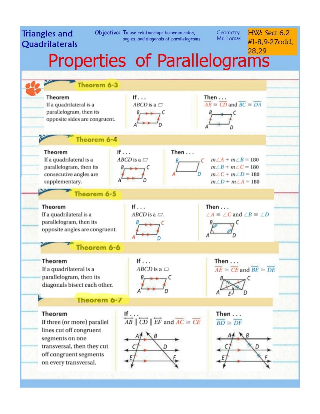 properties of parallelograms assignment