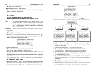 166 Українська мова. 6 клас 167Прикметник
V. Домашнє завдання
Вивчити матеріал за підручником.
Скласти і записати по 2 речення, у яких прикметник виступає
у ролі означення та присудка.
Урок № 54
ГРУПИ ПРИКМЕТНИКІВ ЗА ЗНАЧЕННЯМ.
ПЕРЕХІД ПРИКМЕТНИКІВ З ОДНІЄЇ ГРУПИ В ІНШУ
Мета: навчити школярів розрізняти групи прикметників за зна-
ченням, розкрити їх здатність переходити з однієї групи
в іншу; розвивати уміння правильно вживати прикмет-
ники в переносному значенні; виховувати шанобливе
ставлення до мови.
Обладнання: таблиця «Лексико-граматичні групи прикметників», картки.
ХІД УРОКУ
І. Актуалізація опорних знань учнів
1. Випишіть з тексту словосполучення «іменник + прикметник». Ви-
значте граматичні ознаки прикметника, зазначте їх у дужках. До-
беріть синоніми до виділеного слова.
Благословенна будь, о мово рідна,
Препишний раю мій у світі цім!
Душа моя навік тобою плідна,
У захваті палає неземнім
Рясними квітами жаркого слова…
С. Черкасенко
2. Фронтальна бесіда:
Яка частина мови називається прикметником?
Яку ознаку можуть виражати прикметники?
Назвіть граматичні ознаки, властиві цій частині мови? Як їх слід
визначати?
Розкажіть про синтаксичну роль прикметника в реченні, наводячи
приклади.
Яка роль прикметника в мовленні загалом, у художньому зокрема?
ІІ. Засвоєння нових знань
1. Прочитайте вірш. З’ясуйте, які прикметники виражають ознаку
безпосередньо (за кольором, смаком, розміром тощо), які за від-
ношенням до інших предметів, а які за приналежністю особі.
МОВО МОЯ
У шумі гаїв калинових,
У соло дзвінкім солов’я
Пісня моя колискова,
Страдниця — мова моя.
У рун шепотінні шовковім,
У рокоті моря й Дніпра,
Зброя Шевченка й Франкова,
Юна й, як вічність, стара.
(А. Легіт)
2. Розгляньте таблицю «Лексико-граматичні групи прикметників».
Прикметники
Якісні Відносні Присвійні
позначають озна-
ку за відношенням
до предмета, мате-
ріалу, призначення,
місця, часу, націо-
нальності: сонячний
день, металевий стовп,
шкільне подвір’я
позначають озна-
ку за приналежніс-
тю особі чи тварині
(істоті): Довженків,
щоденник, материна
сумка, Маріїна книж-
ка, заяча нора
позначають безпосе-
редні, прямі ознаки,
що можуть виявляти-
ся у більшій чи мен-
шій мірі: великий, ще-
дрий, старий, білий,
кислий, смачний
3. Робота з підручником. Прочитайте теоретичний матеріал, доберіть
аналогічні приклади.
4. Взаємоперевірка правил за питаннями (на дошці).
На які групи за значенням поділяються прикметники?
Які з них можуть виражати різний ступінь якості ознаки?
Які прикметники можуть сполучатися з прислівниками?
На яку ознаку вказують відносні прикметники? Чи мають вони
ступені порівняння? Чому?
Як називаються прикметники, що називають ознаку за прина-
лежністю чогось людині або тварині? На які питання вони від-
повідають?
ІІІ. Вироблення практичних умінь і навичок
1. Вибірковий диктант. Випишіть прикметники з іменниками, від яких
вони залежать, визначте групу прикметника за значенням.
 