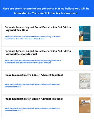 Forensic Accounting and Fraud Examination 1st Edition Kranacher Test ...