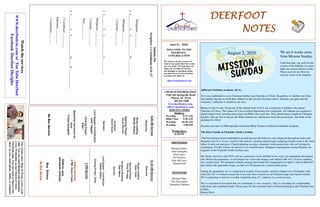 DEERFOOTDEERFOOTDEERFOOTDEERFOOT
NOTESNOTESNOTESNOTES
June 21, 2020
WELCOME TO THE
DEERFOOT
CONGREGATION
We want to extend...