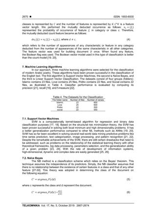 The classification of the modern arabic poetry using machine learning | PDF