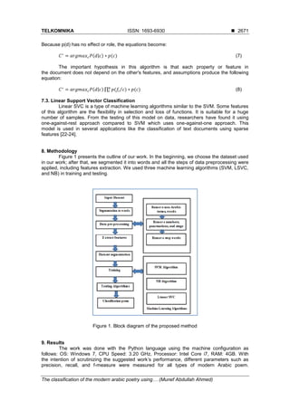The classification of the modern arabic poetry using machine learning | PDF