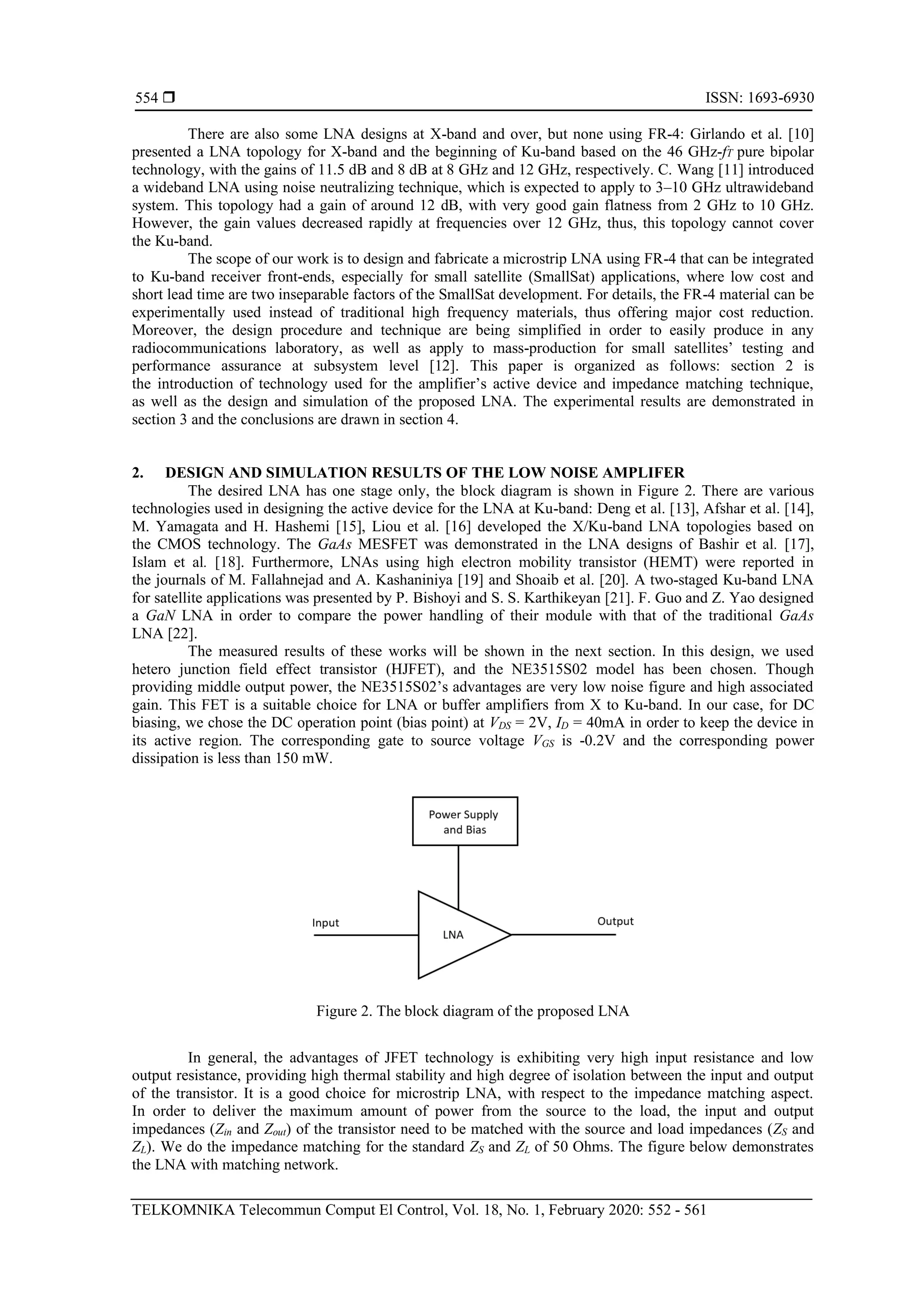 Design and fabrication of A Ku-band low noise amplifier using FR-4 ...