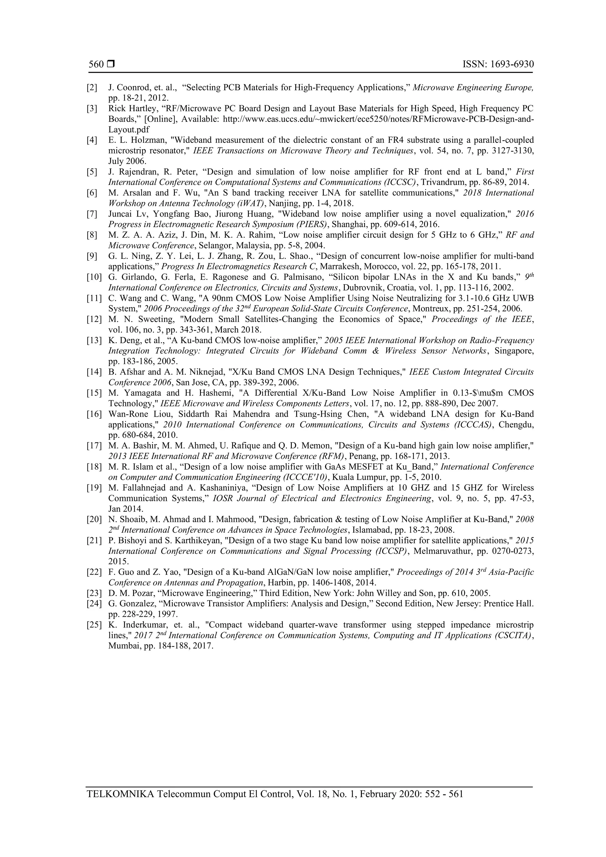Design and fabrication of A Ku-band low noise amplifier using FR-4 ...