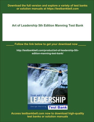 Art of Leadership 5th Edition Manning Test Bank | PDF