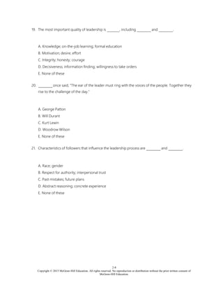 Art of Leadership 5th Edition Manning Test Bank | PDF