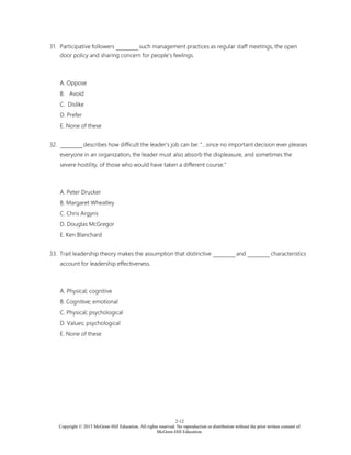 Art of Leadership 5th Edition Manning Test Bank | PDF