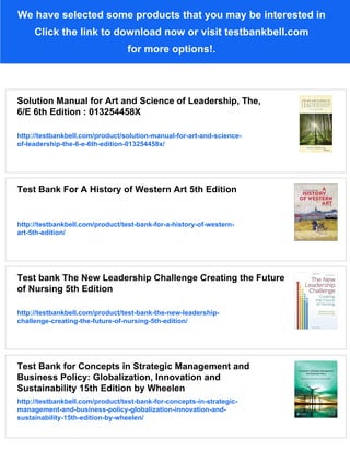 Art of Leadership 5th Edition Manning Test Bank | PDF