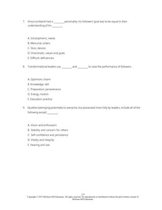Art of Leadership 5th Edition Manning Test Bank | PDF