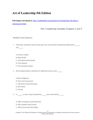 Art of Leadership 5th Edition Manning Test Bank | PDF