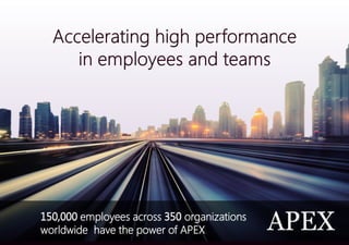 employees across organizations
worldwide have the power of APEX
 