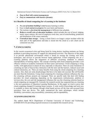 AN OVERVIEW OF CLOUD COMPUTING FOR E-LEARNING WITH ITS KEY BENEFITS | PDF
