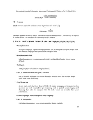 STUDY OF NAMED ENTITY RECOGNITION FOR INDIAN LANGUAGES | PDF