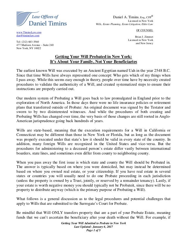 Getting to Probate in New York