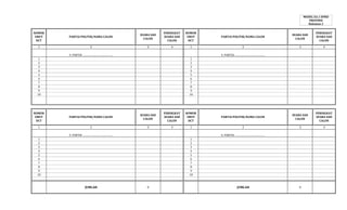 MODEL EA.1 DPRD
PROVINSI
Halaman 2

NOMOR
URUT
DCT

PARTAI POLITIK/NAMA CALON

SUARA SAH
CALON

PERINGKAT
SUARA SAH
CALON

NOMOR
URUT
DCT

PARTAI POLITIK/NAMA CALON

SUARA SAH
CALON

PERINGKAT
SUARA SAH
CALON

1

2

3

4

1

2

3

4

3. PARTAI ………………………………….

4. PARTAI ………………………………….

1
2
3
4
5
6
7
8
9
10

1
2
3
4
5
6
7
8
9
10

NOMOR
URUT
DCT

PARTAI POLITIK/NAMA CALON

SUARA SAH
CALON

PERINGKAT
SUARA SAH
CALON

NOMOR
URUT
DCT

PARTAI POLITIK/NAMA CALON

SUARA SAH
CALON

PERINGKAT
SUARA SAH
CALON

1

2

3

4

1

2

3

4

5. PARTAI ………………………………….

6. PARTAI ………………………………….

1
2
3
4
5
6
7
8
9
10

1
2
3
4
5
6
7
8
9
10

JUMLAH

0

JUMLAH

0

 