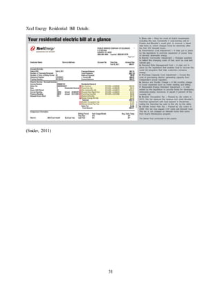 31
Xcel Energy Residential Bill Details:
(Snider, 2011)
 