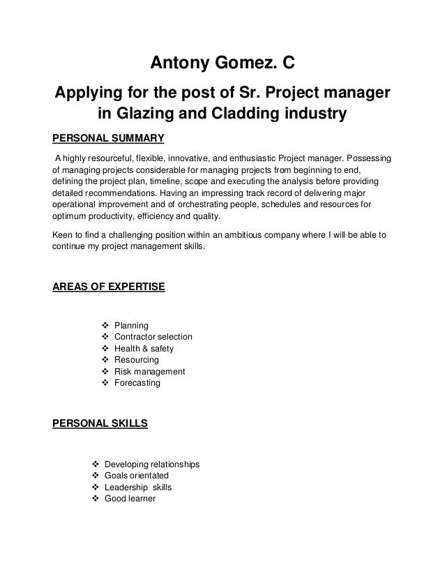 project manager resume 1 project manager resume
