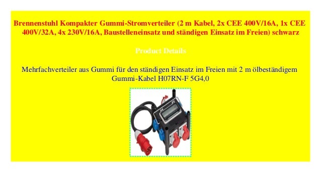 schwarz 2 m Kabel, 2x CEE 400V//16A, 1x CEE 400V//32A, 4x 230V//16A, Baustelleneinsatz und st/ändigen Einsatz im Freien Brennenstuhl Kompakter Gummi-Stromverteiler